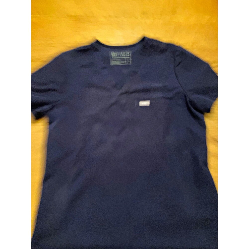FIGS Women Medical Scrub Top Technical Collection Solid Navy Polyester Size S
